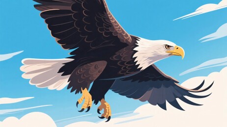 白头海雕飞行插画