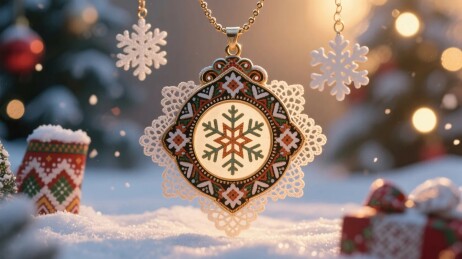 圣冬挂饰雪景插画