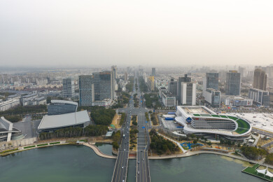 扬州明月湖全景航拍