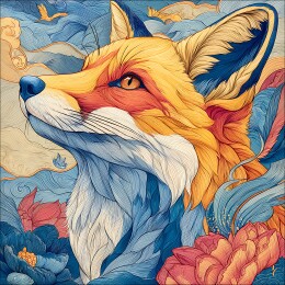 中国风装饰插画狐狸