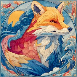 中国风装饰插画狐狸
