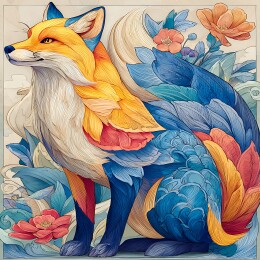中国风装饰插画狐狸