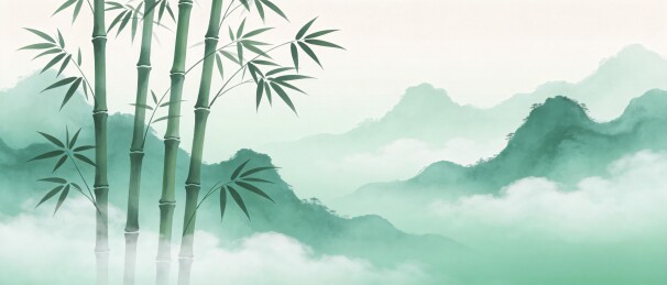 竹影青山新中式国潮主视觉