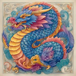 中国风装饰插画神兽龙