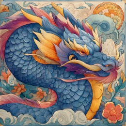 中国风装饰插画神兽龙