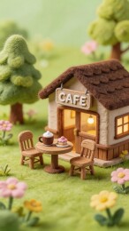 迷你咖啡屋花园场景