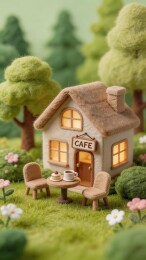 微型咖啡屋花园场景
