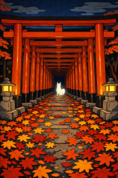 稻荷千鸟居夜色