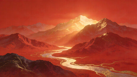 赤红山河日出景观