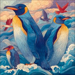中国风装饰插画企鹅