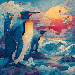 中国风装饰插画企鹅