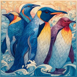 中国风装饰插画企鹅
