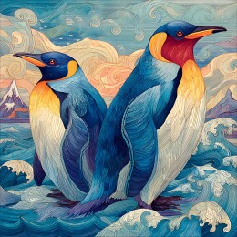中国风装饰插画企鹅