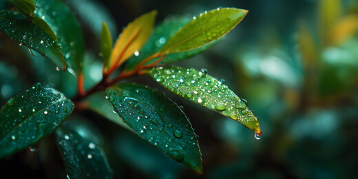 春雨过后的树叶