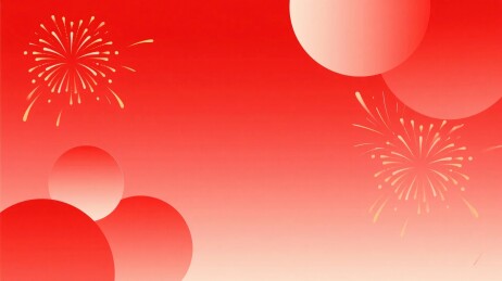 红色烟花气球插画背景