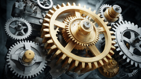 精密机械齿轮与蒸汽朋克风格装置工业