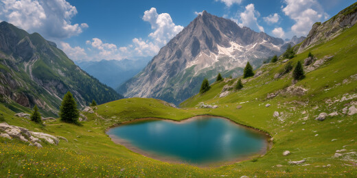高山草甸与清澈湖泊的纯净自然风光