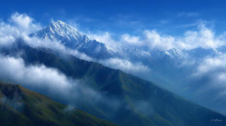 雪山与云海交织的壮丽高山景观气候自然