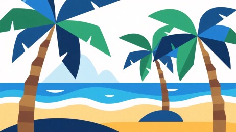 海滩棕榈树插画