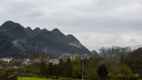 雨后的清远连州瑶安乡乡镇与自然早晨风光