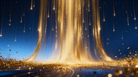 金色光流洒落夜空