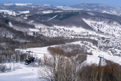 日本，从天狗山俯瞰北海道城市小樽