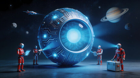 蓝色巨球与宇航员