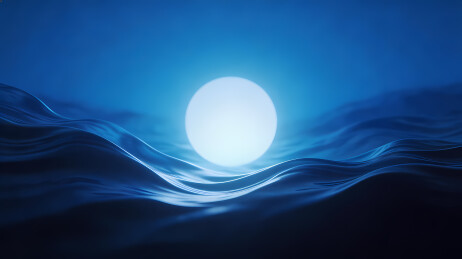 白色圆球悬浮蓝浪