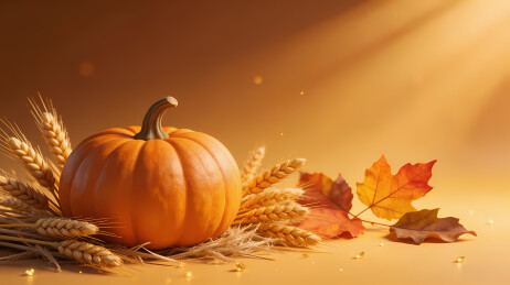 丰收季南瓜麦穗图