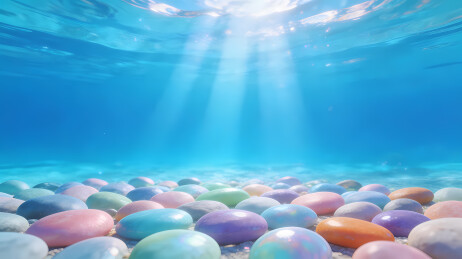 水下彩色球形物体