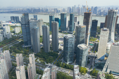 杭州钱江新城城市天际线航拍