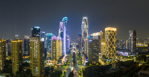 杭州钱江世纪城中轴线 现代城市天际线
