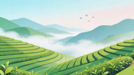 梯田茶园山景