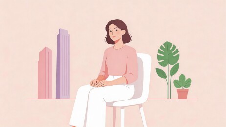 都市女性静坐插画