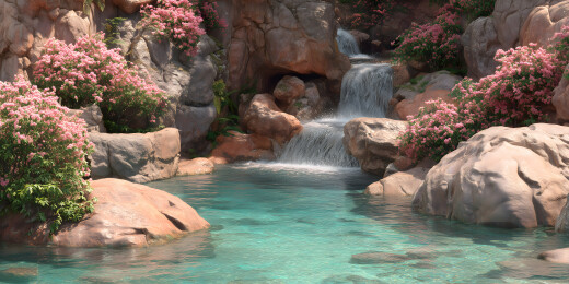 春日的瀑布水潭