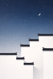 星夜马头墙剪影