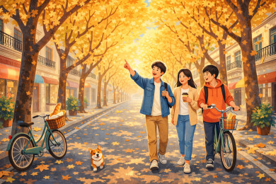 梧桐大道秋日漫步