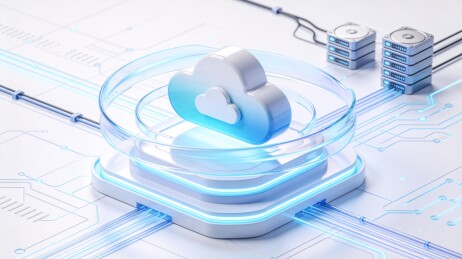 云存储设备与电路板连接的科技场景