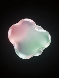 粉绿渐变半透明液态形态悬浮黑背景