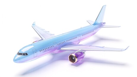 渐变色透明客机模型侧面展示图