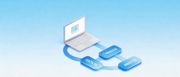 笔记本电脑连接数据处理分析流程图示