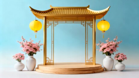 中式亭台轻奢风国潮主视觉