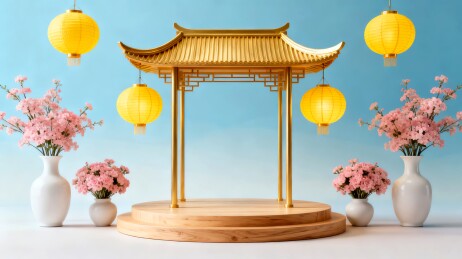 中式亭台轻奢风国潮主视觉