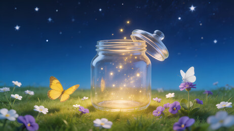 发光虫罐与星空蝶舞