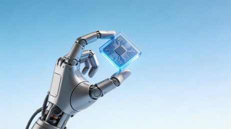 银灰机械臂握蓝立方