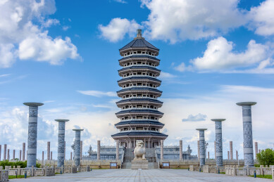 中国黑龙江佳木斯抚远黑瞎子岛东极宝塔风光
