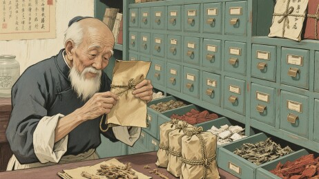 老药工整理中药包