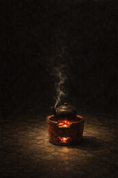 暗夜红泥炉上沸茶壶