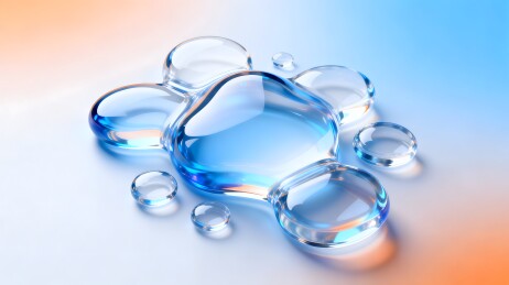 透明水滴状液体聚合形态特写