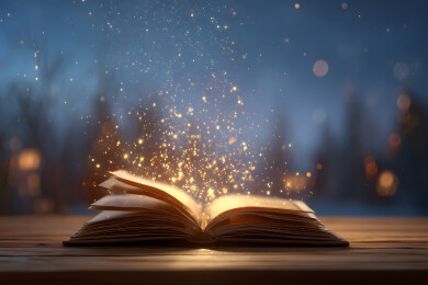魔法书页发光梦幻场景